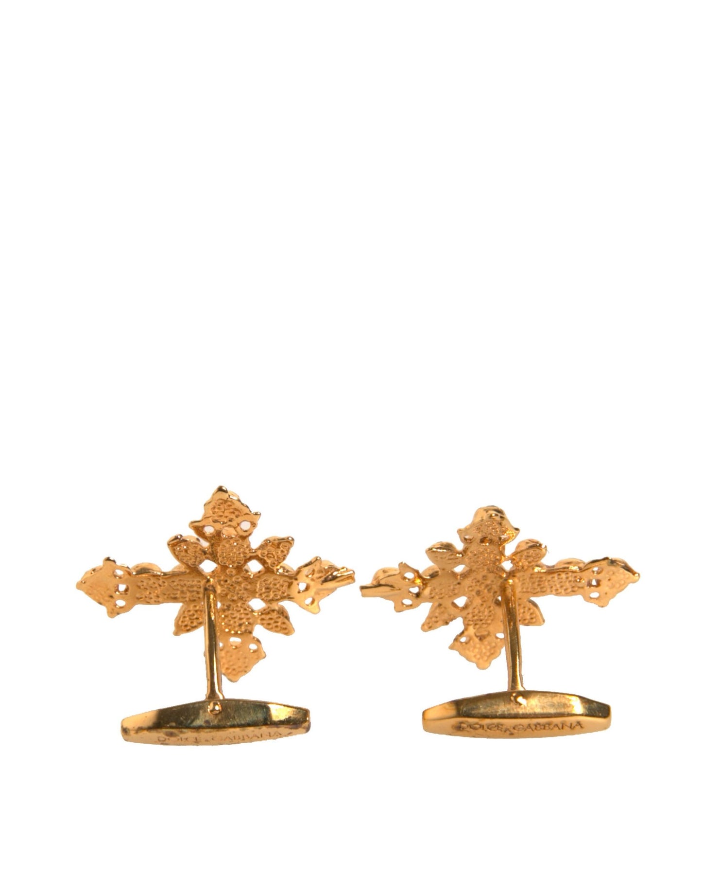 Dolce & Gabbana Gold Tone Brass Cross Crystal Cufflink