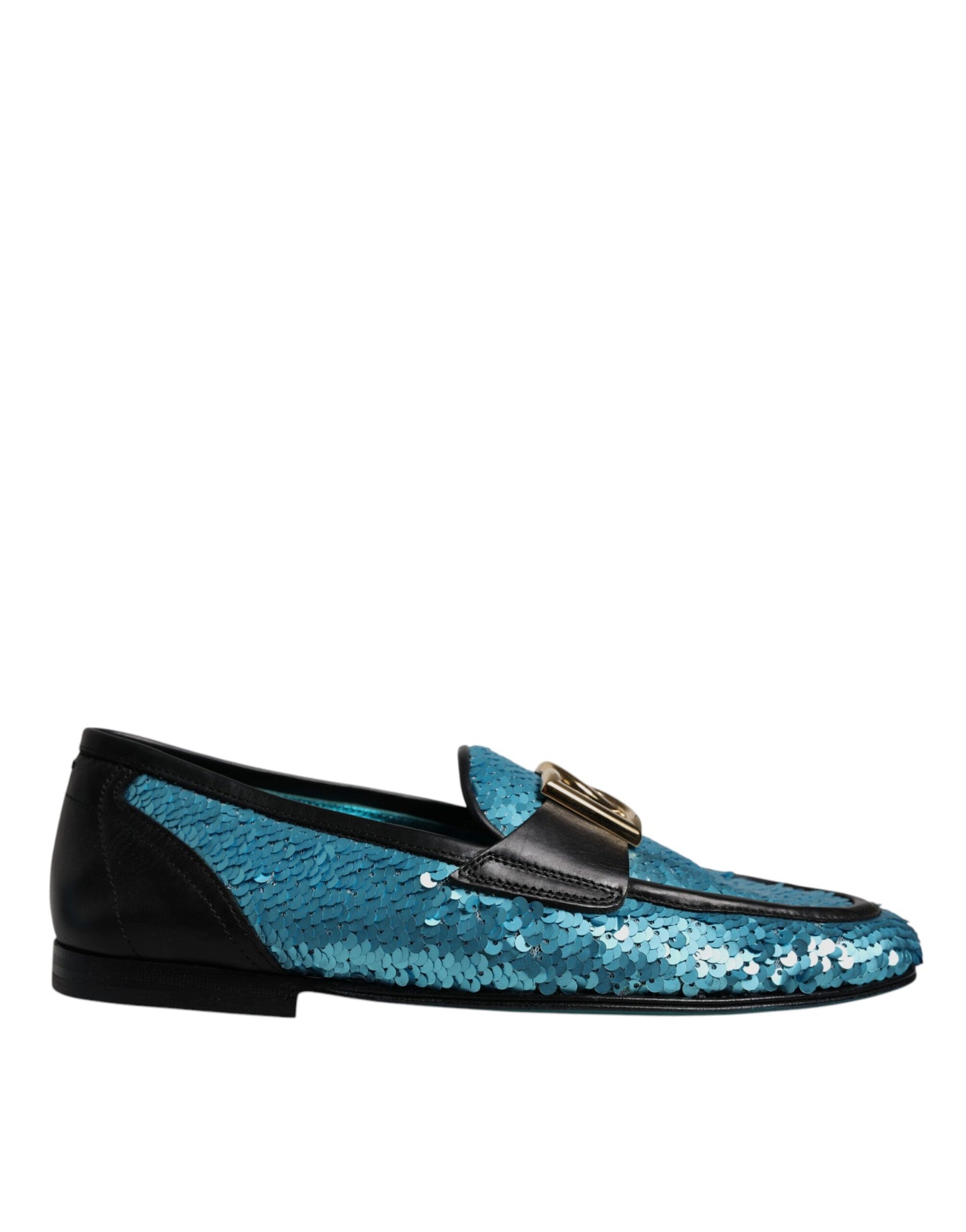 Dolce & Gabbana Blue Sequined Loafers Formal Dress Shoes