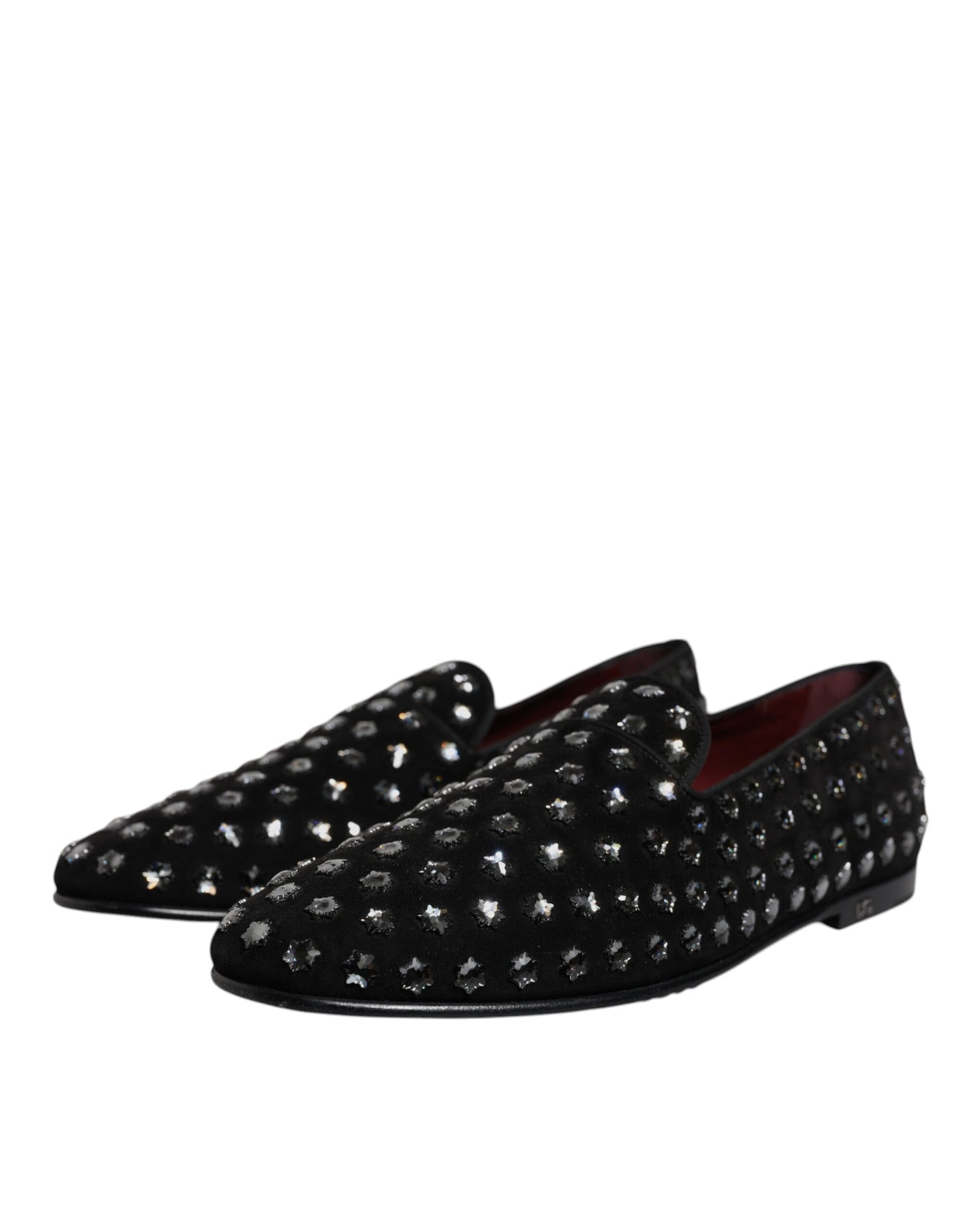 Dolce & Gabbana Black Crystal Embellished Loafers Dress Shoes