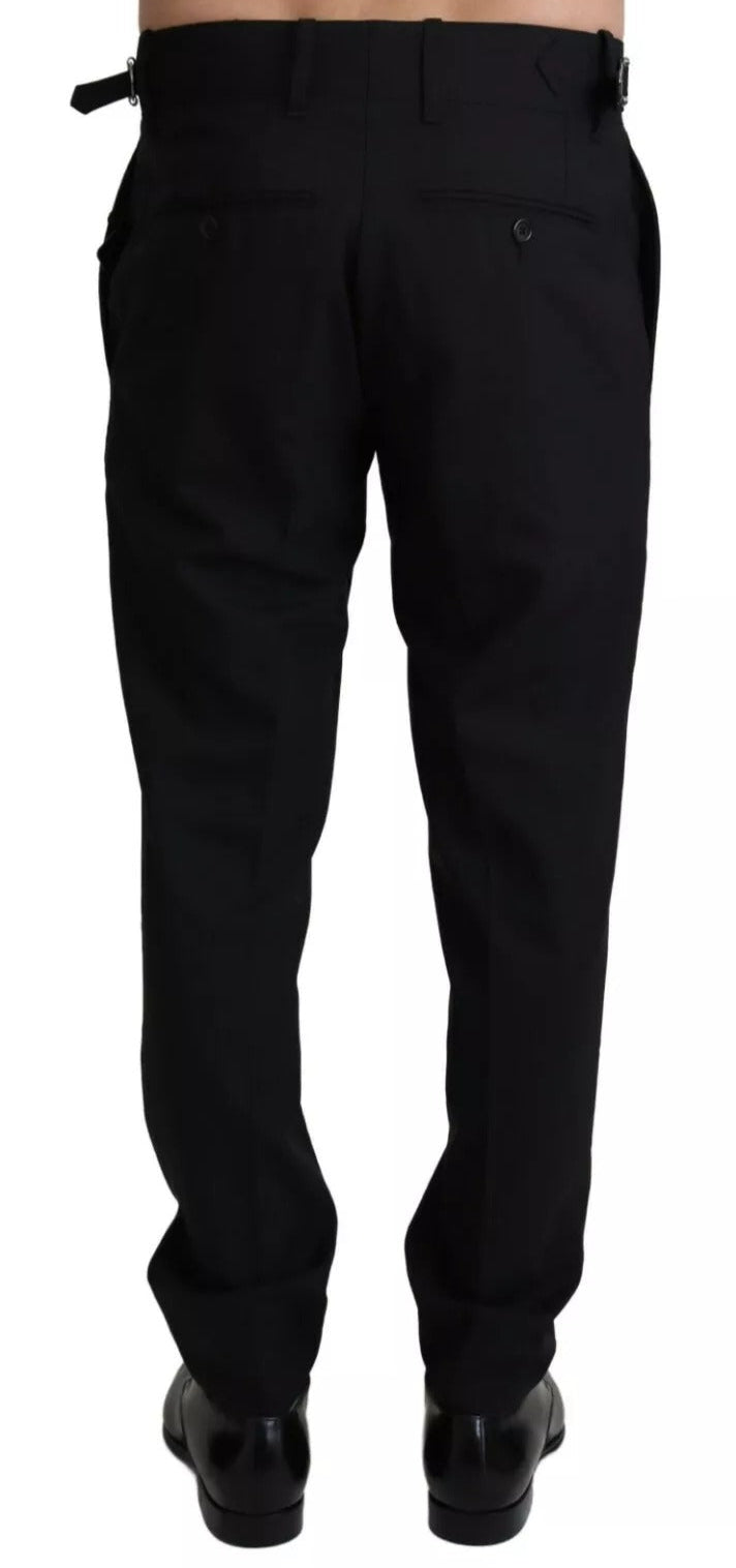 Dolce & Gabbana Black Wool Stretch Dress Trouser Pants