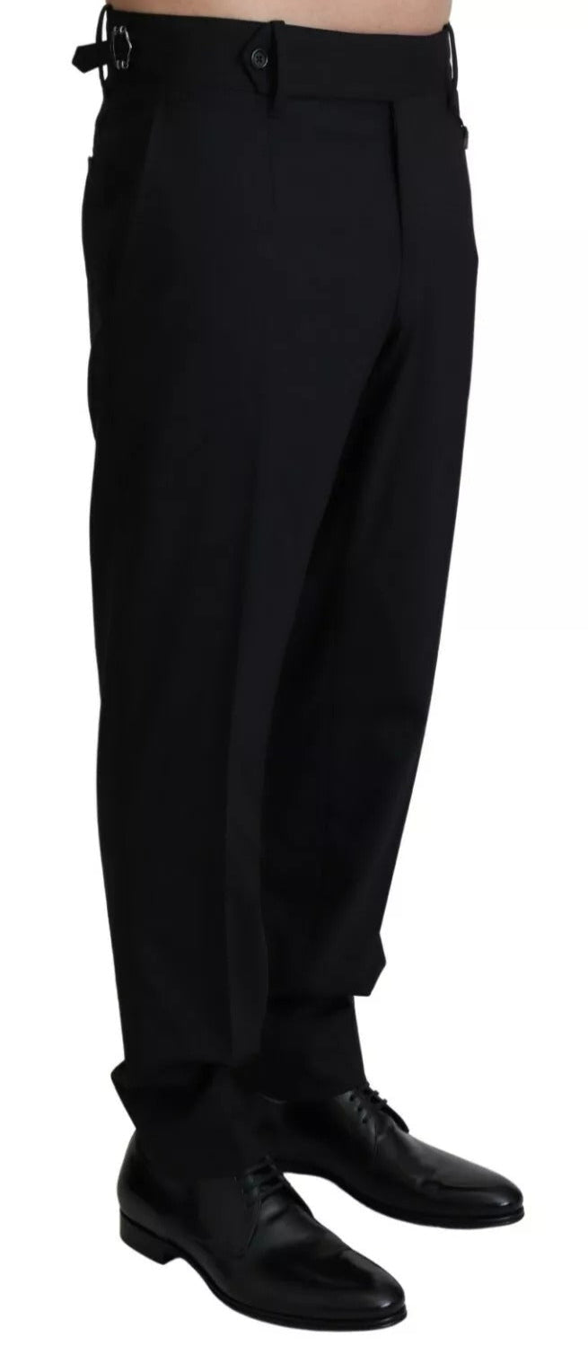 Dolce & Gabbana Black Wool Stretch Dress Trouser Pants