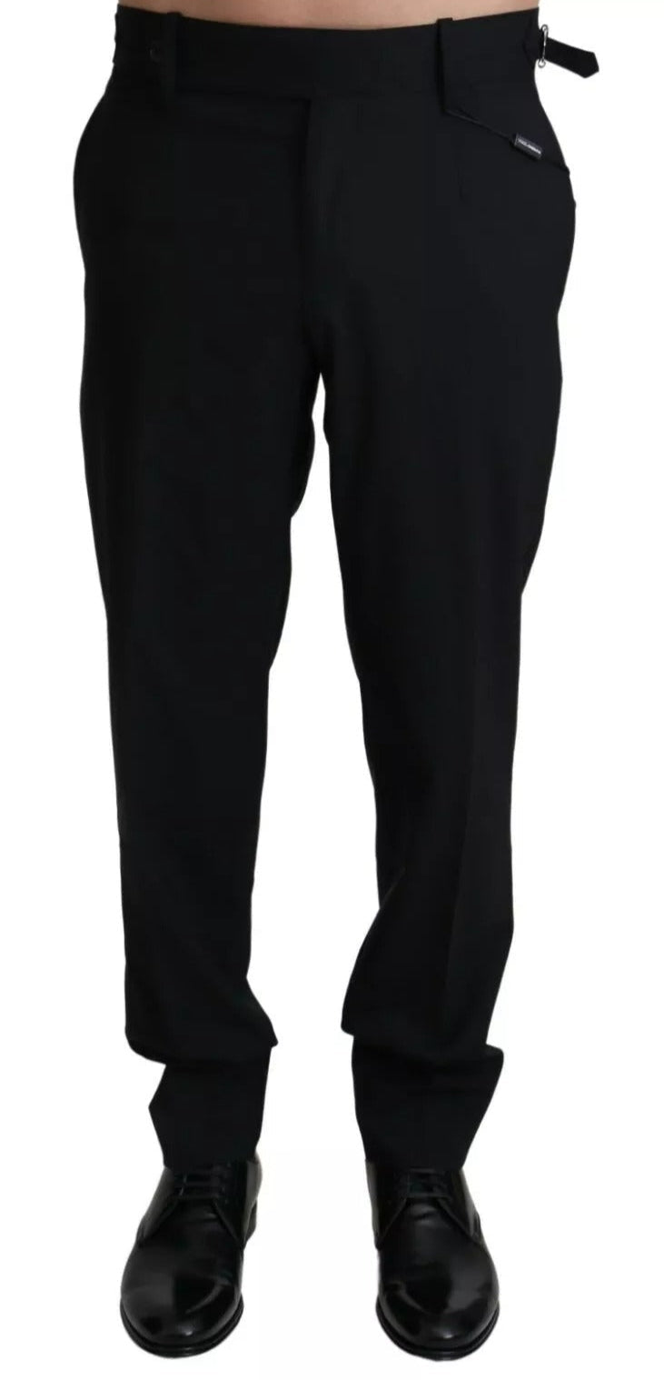 Dolce & Gabbana Black Wool Stretch Dress Trouser Pants