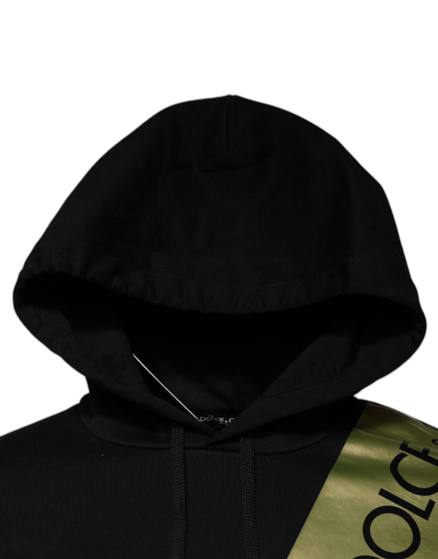 Dolce & Gabbana Black Gold Hooded Cotton Pullover Sweater