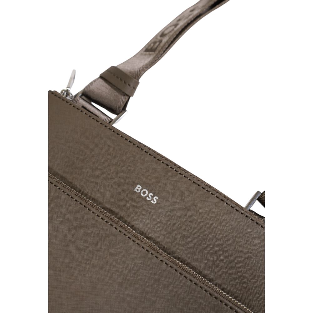 Hugo Boss Green Leather Messenger Bag