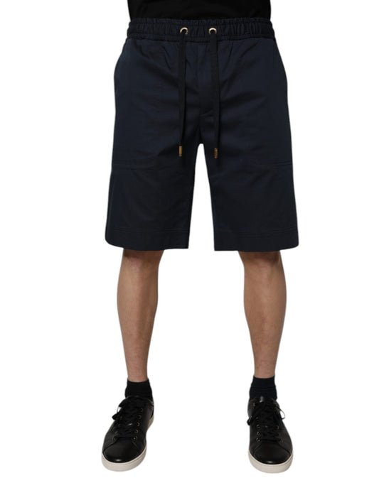 Dolce & Gabbana Dark Blue Cotton Mid Waist Men Bermuda Shorts