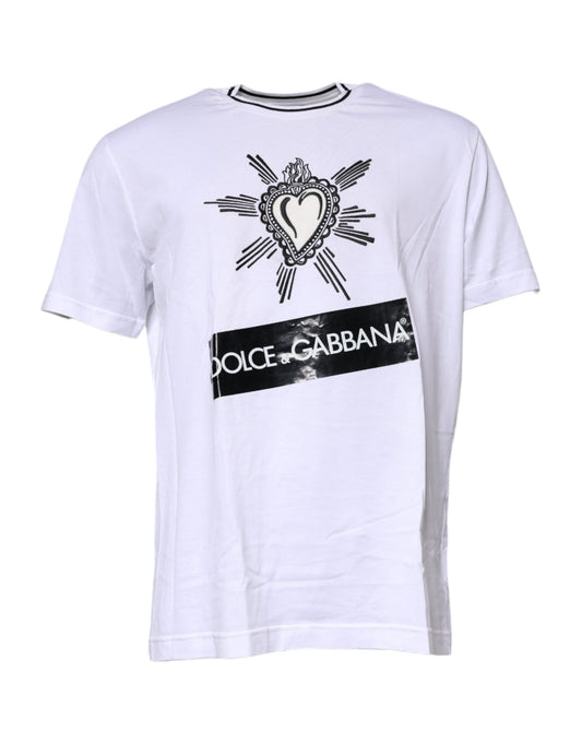 Dolce & Gabbana White Sacred Heart Short Sleeve T-shirt