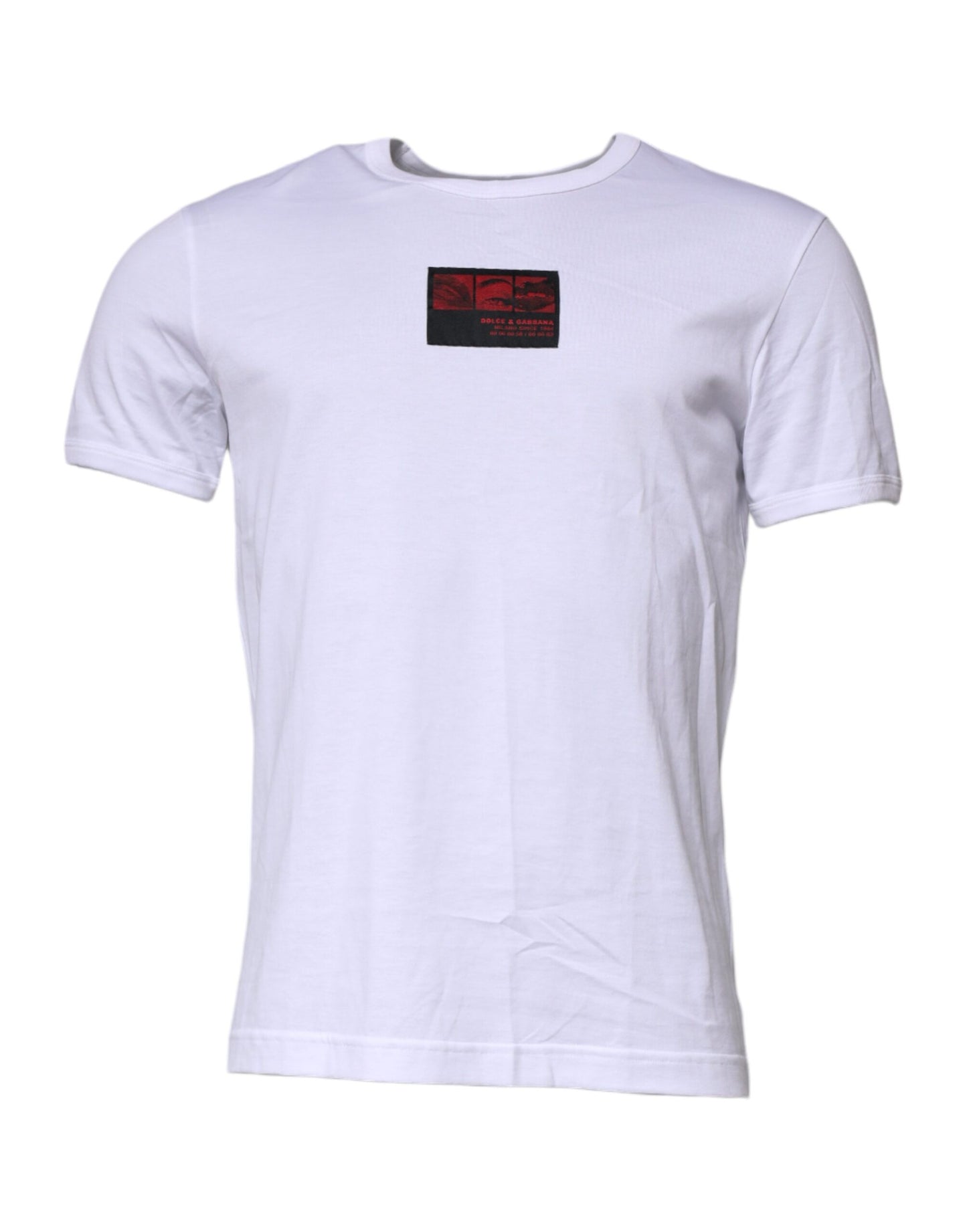 Dolce & Gabbana White Graphic Print Cotton Crew Neck T-shirt