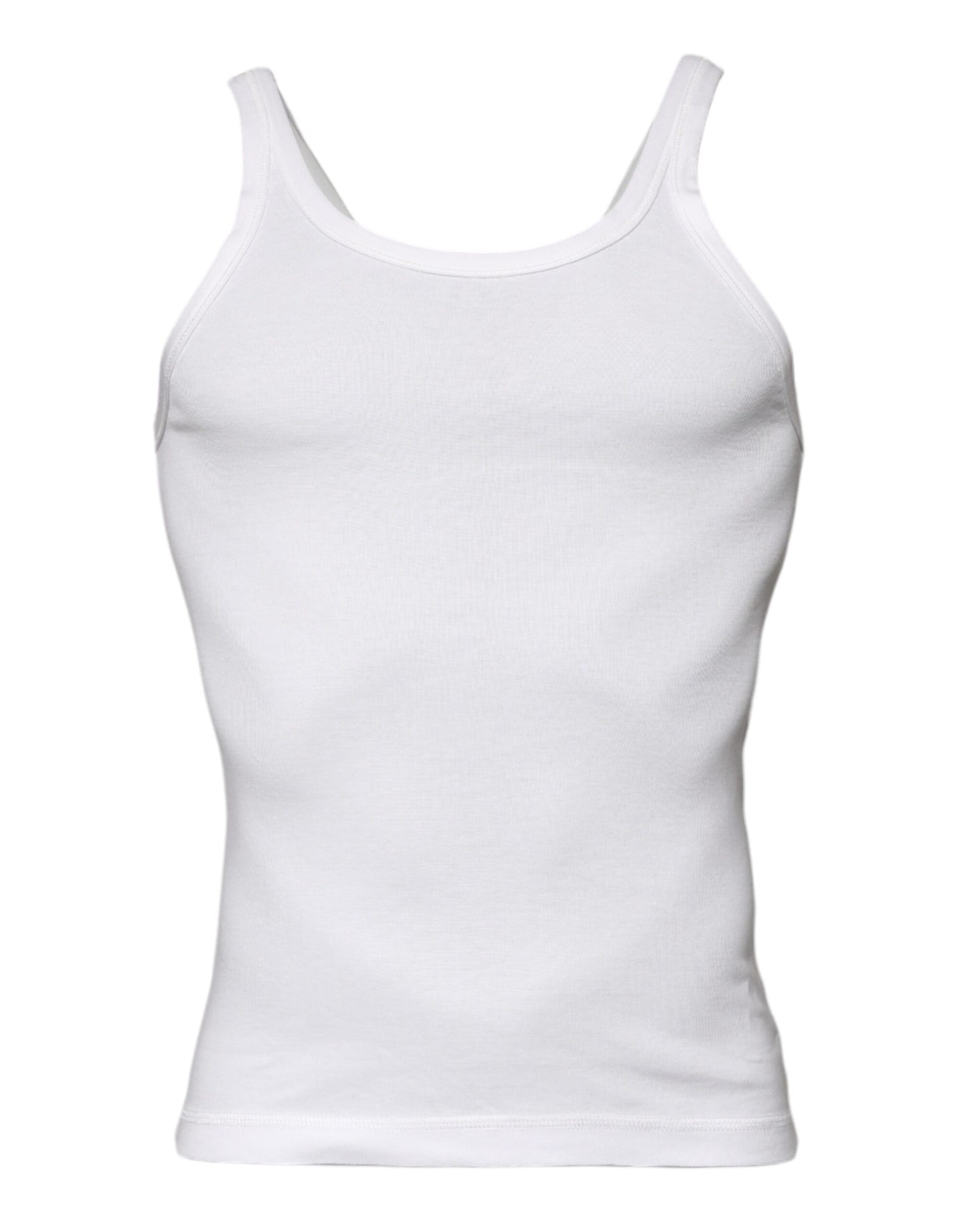 Dolce & Gabbana Ivory Cotton Sleeveless Round Neck Tank T-shirt