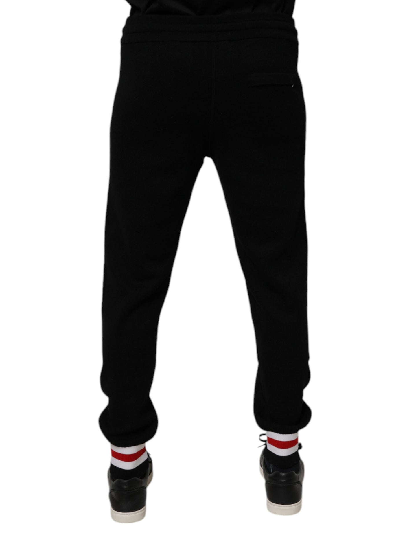 Dolce & Gabbana Black Wool Mid Waist Jogger Sweatpants Pants