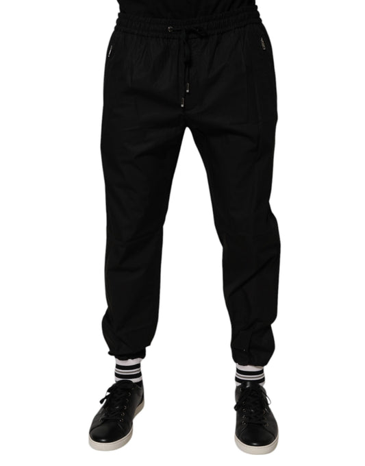 Dolce & Gabbana Black Cotton Men Jogger Sweatpants Pants