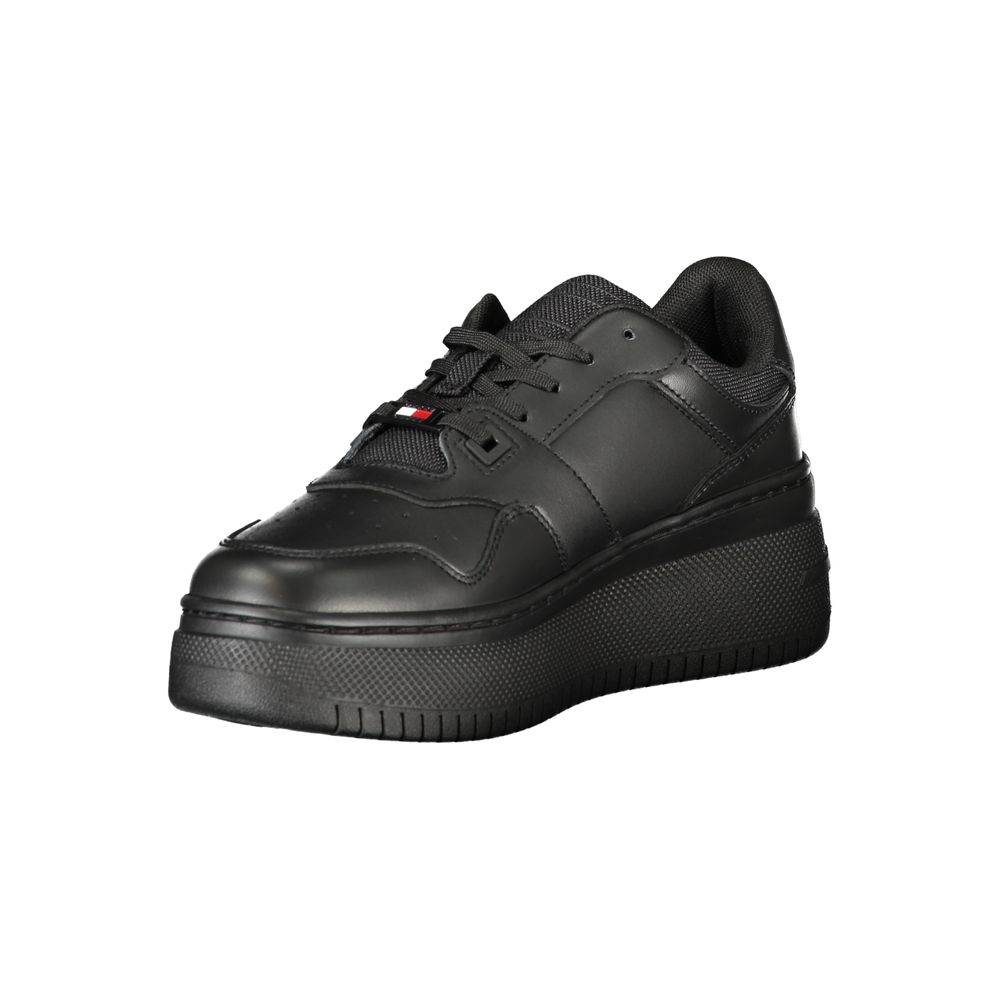 Tommy Hilfiger Black Leather Women Sneaker