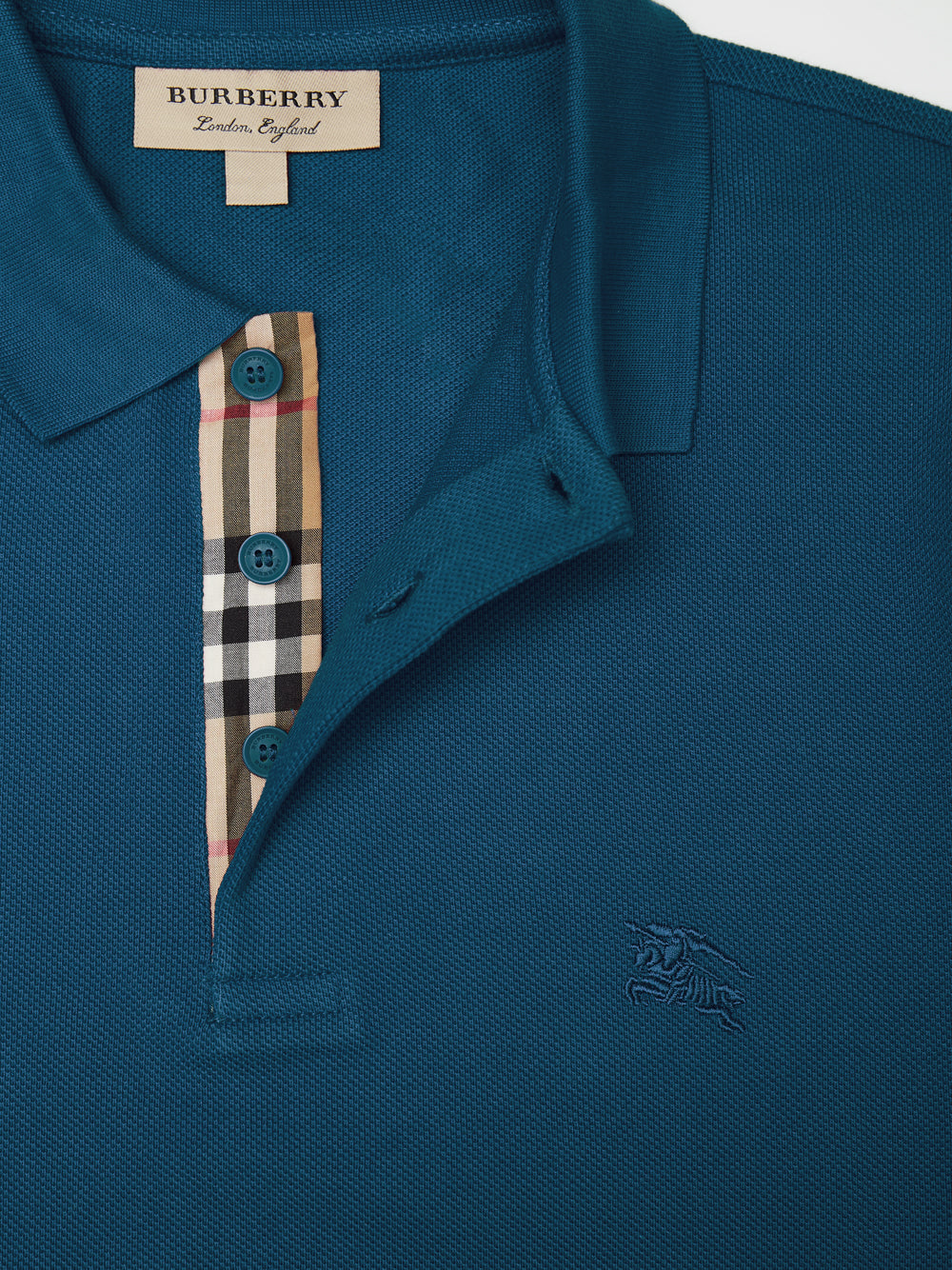 Burberry Deep Teal Blue Cotton Collared Polo Shirt