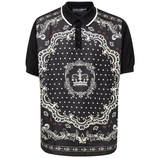 Dolce & Gabbana Black Silk Polo Shirt