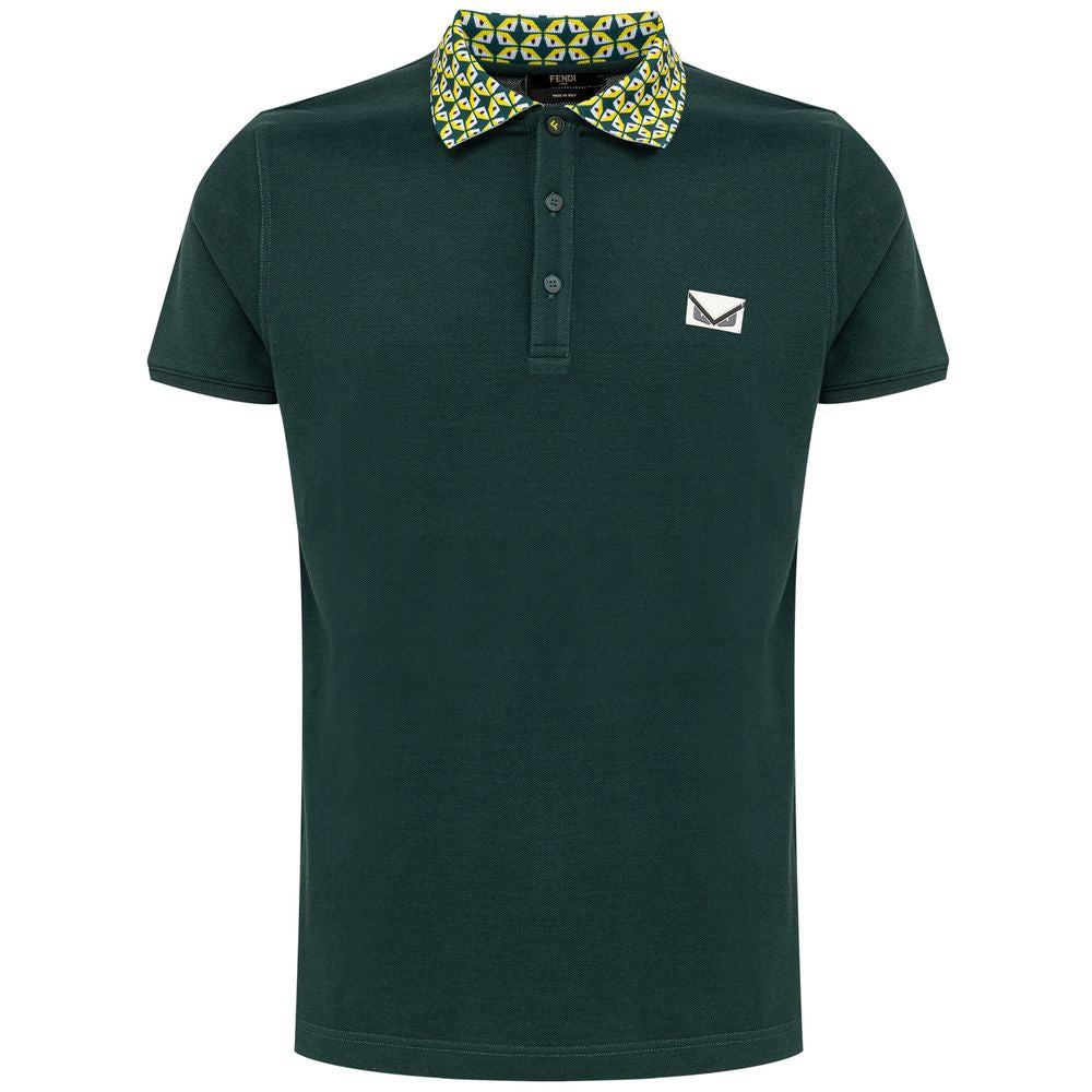 Fendi Green Cotton Polo Shirt