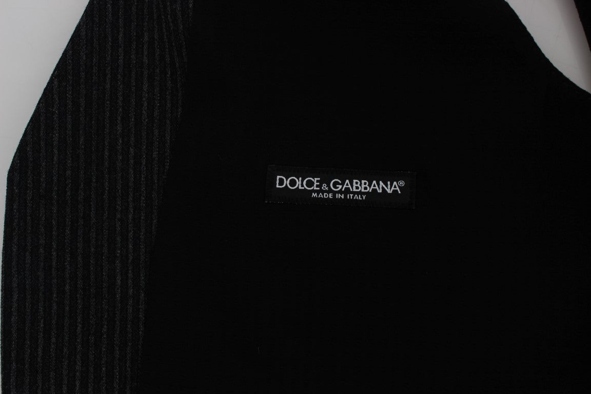 Dolce & Gabbana Elegant Gray Striped Wool Vest